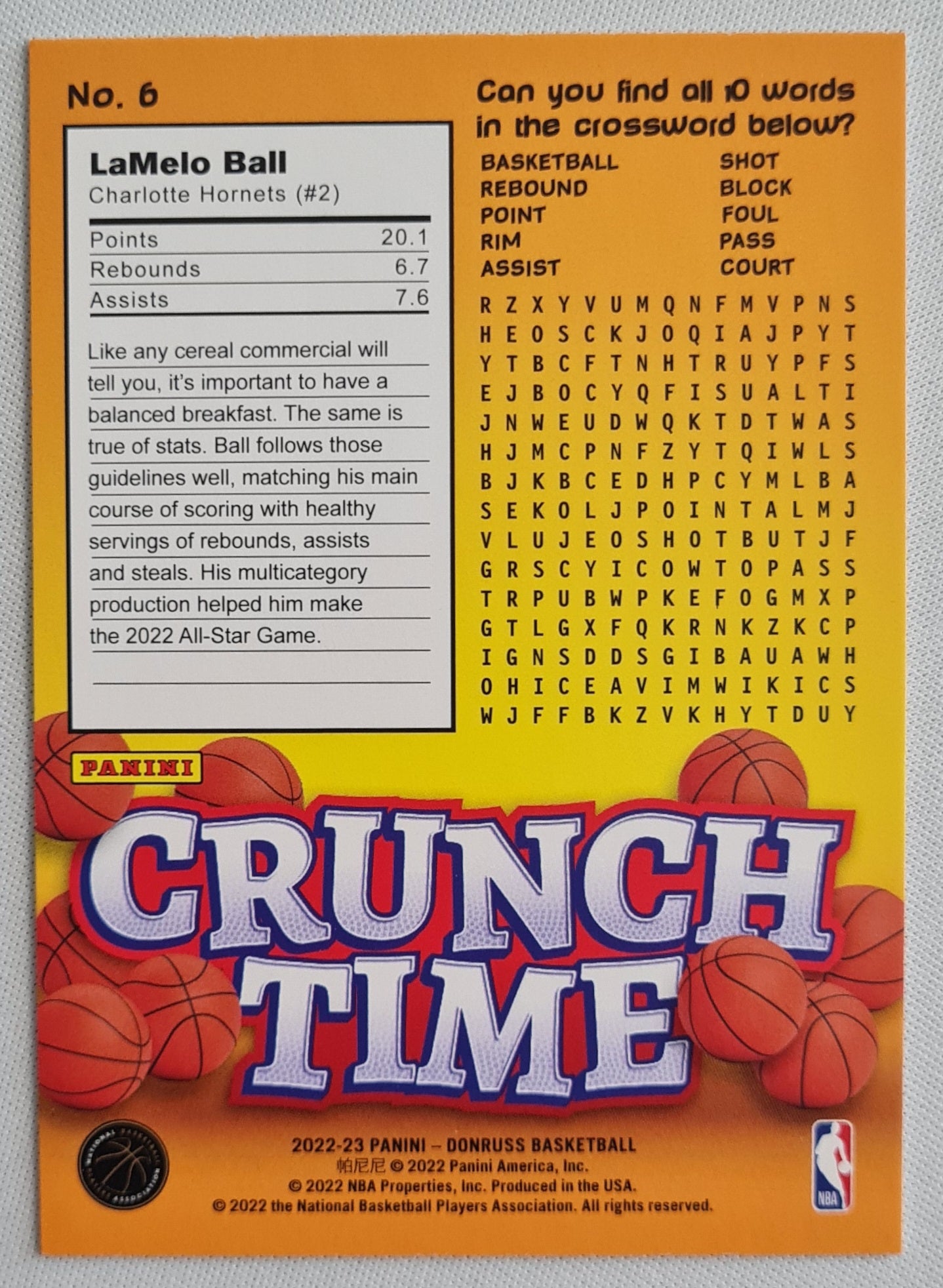 LaMelo Ball - 2022 Panini Donruss Basketball - CRUNCH TIME #6