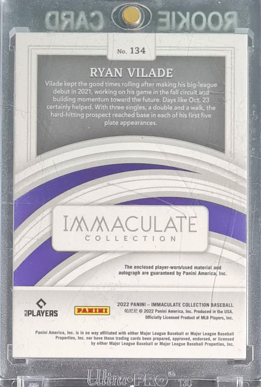 Ryan Vilade - 2022 Panini Immaculate Collections (RC) - Patch / on card Auto /31