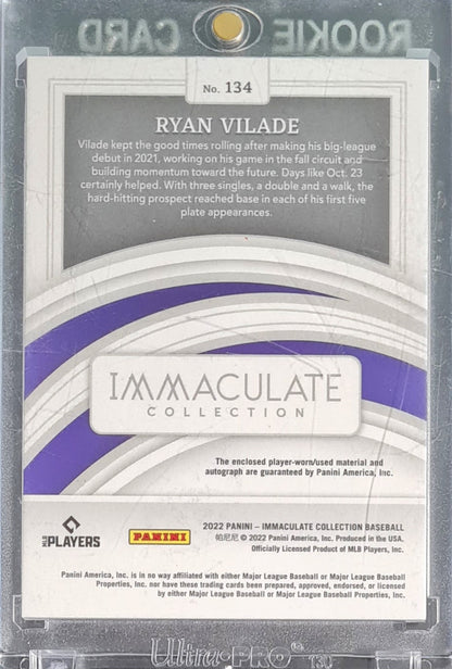 Ryan Vilade - 2022 Panini Immaculate Collections (RC) - Patch / on card Auto /31