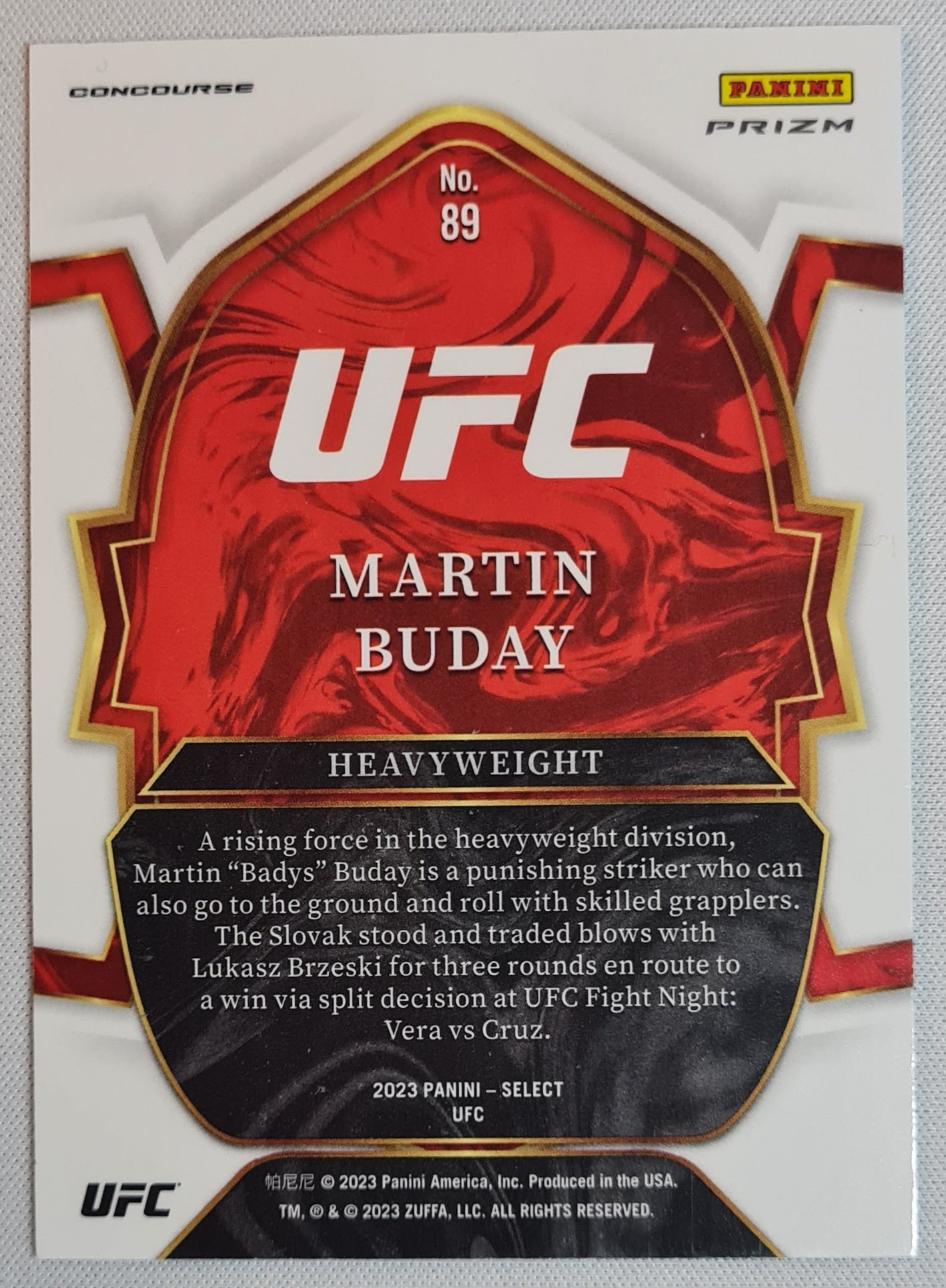 Martin Buday - 2023 Panini Prizm Select (RC) #89 UFC - Orange Flash Prizm
