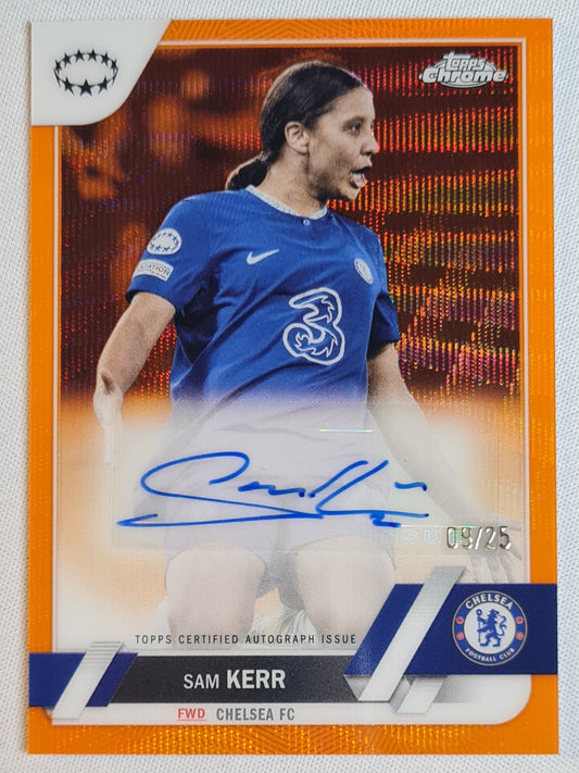 Sam Kerr - 2022/23 Topps Chrome Women Football (CL) /25 Autograph Orange Refractor - Chelsea