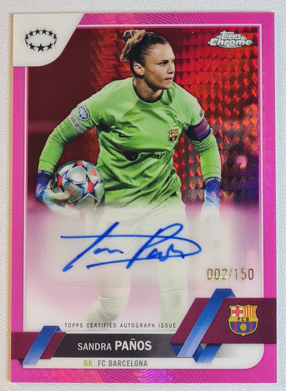 Sandra Panos - 2023 Panini Topps Chrome Women Football (CL) /Auto / Pink Prism /150