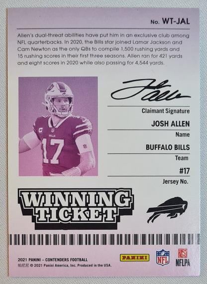Josh Allen - 2021 Panini Contenders Football NFL "Winning Ticket" - Purple Prism