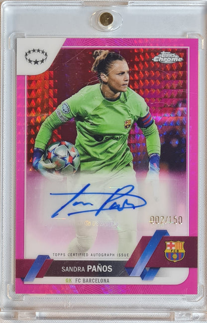 Sandra Panos - 2023 Panini Topps Chrome Women Football (CL) /Auto / Pink Prism /150