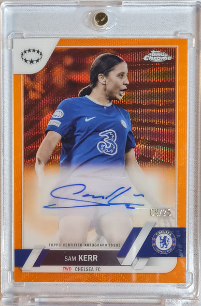 Sam Kerr - 2022/23 Topps Chrome Women Football (CL) /25 Autograph Orange Refractor - Chelsea