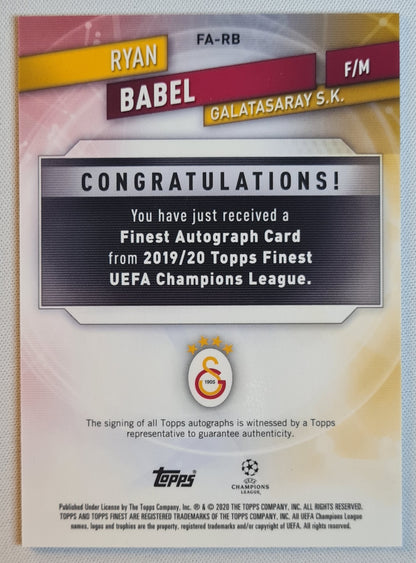 Ryan Babel - 2020 Topps Finest Refractor/ Autograph - Galatasaray S.K.