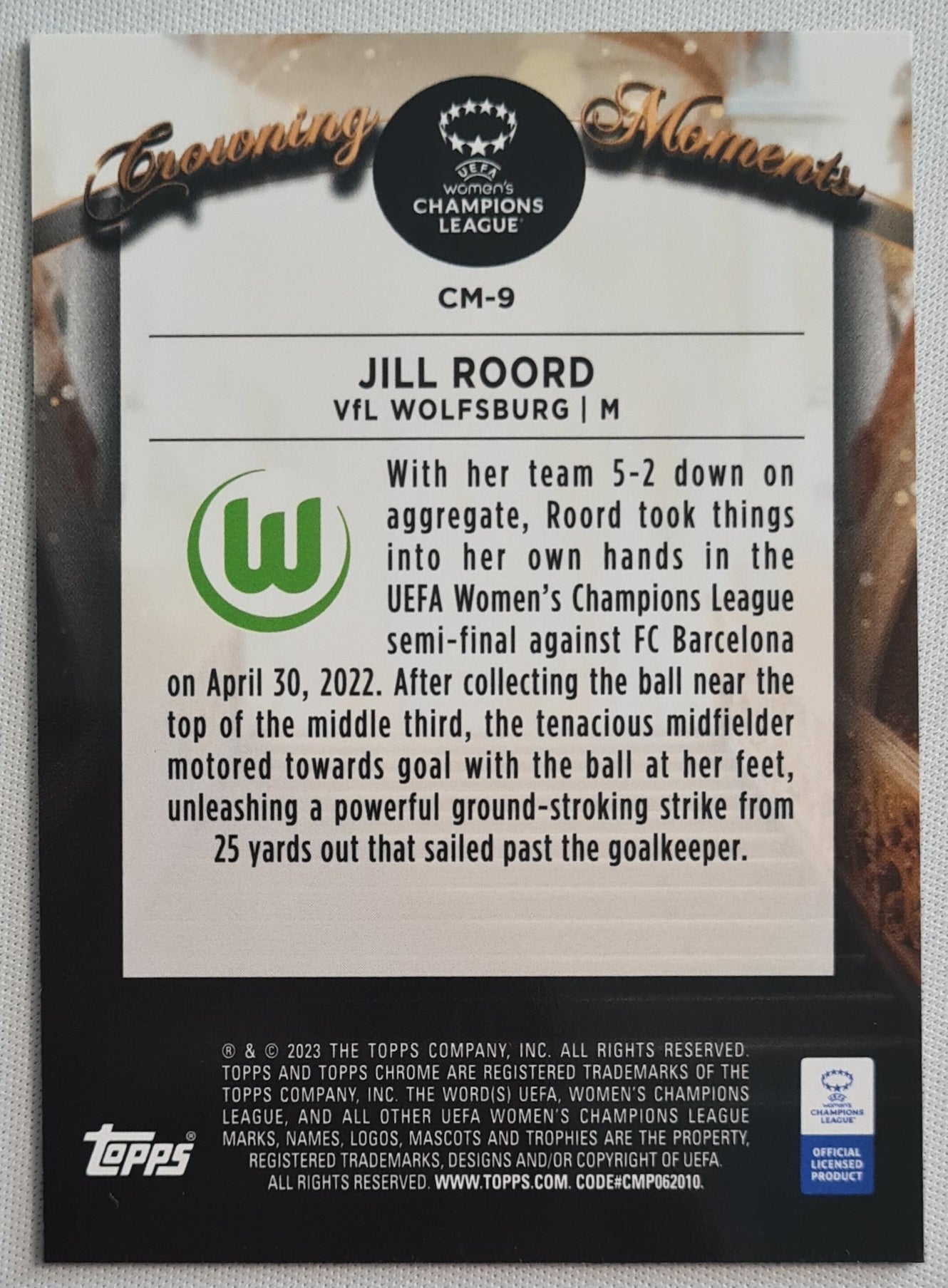 Jill Roord - 2023 Topps Chrome - Growning Moments - Vfl Wolfsburg Women CL