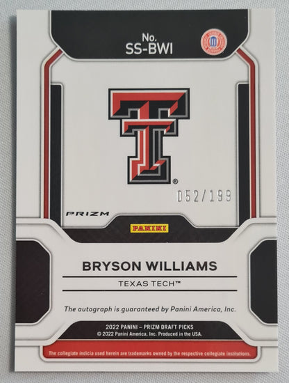 Bryson Williams - 2022 Panini Prizm Draft Picks SENSATIONAL Signatures /Auto Red /199 SP