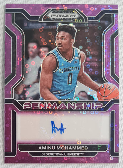 Aminu Mohammed - 2022 Panini - Penmanship /Auto - Prizm Draft Picks Purple Disco /50