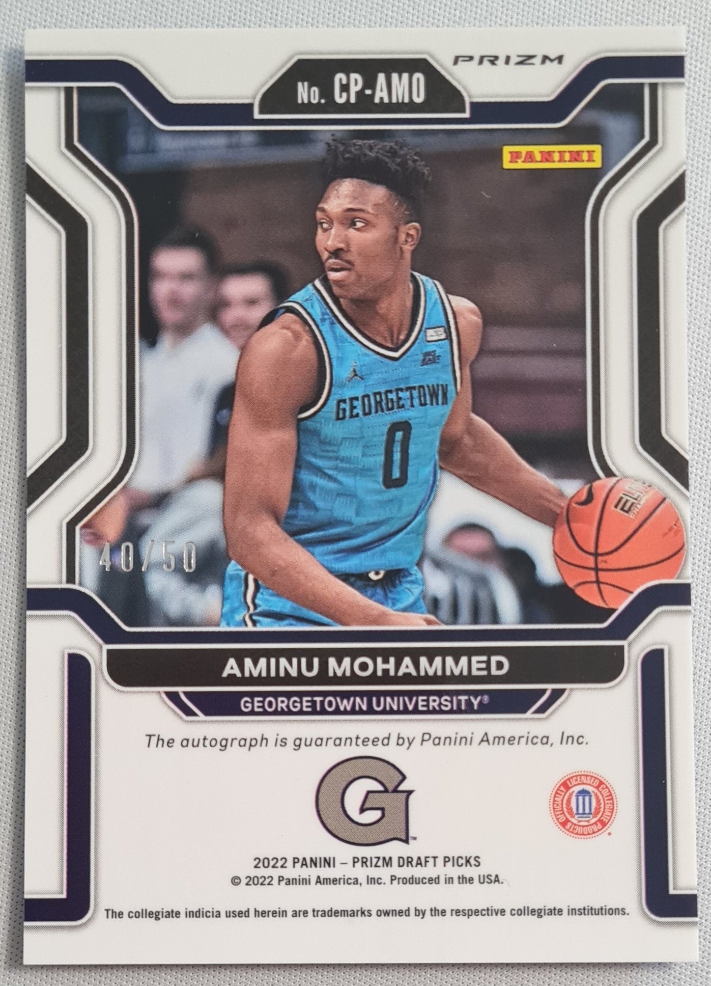 Aminu Mohammed - 2022 Panini - Penmanship /Auto - Prizm Draft Picks Purple Disco /50