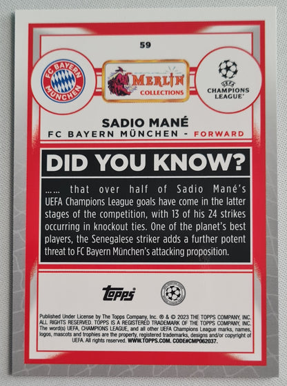 Sadio Mane - 2023 Topps Merlin Champions League #59  Aqua Prism - FC Bayern Munchen