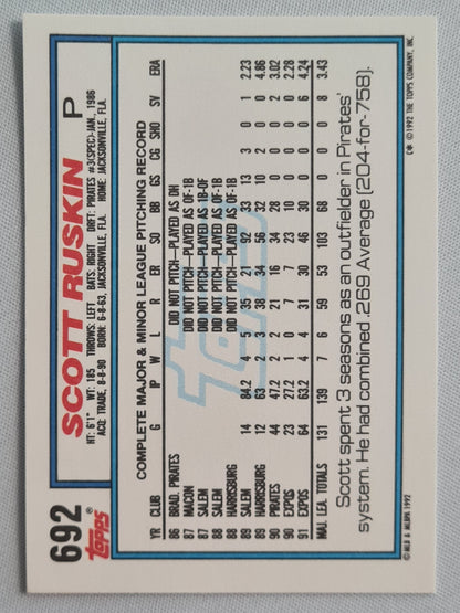 Scott Ruskin - 1992 Topps Montreal Expos #692