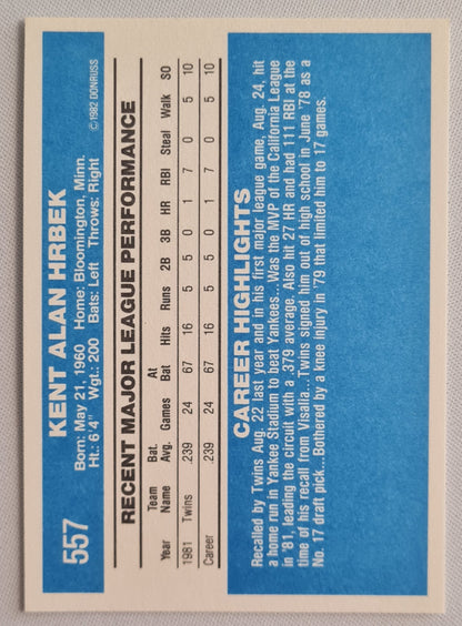 Kent Hrbek - 1982 Donruss Minnesota Twins #557
