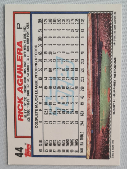 Rick Aguilera - 1992 Topps Minnesota Twins #44