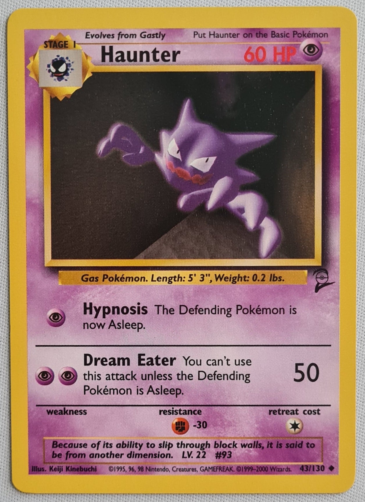 Haunter - 1995 Pokemon Card Stage 1 - 43/130 Base set 2