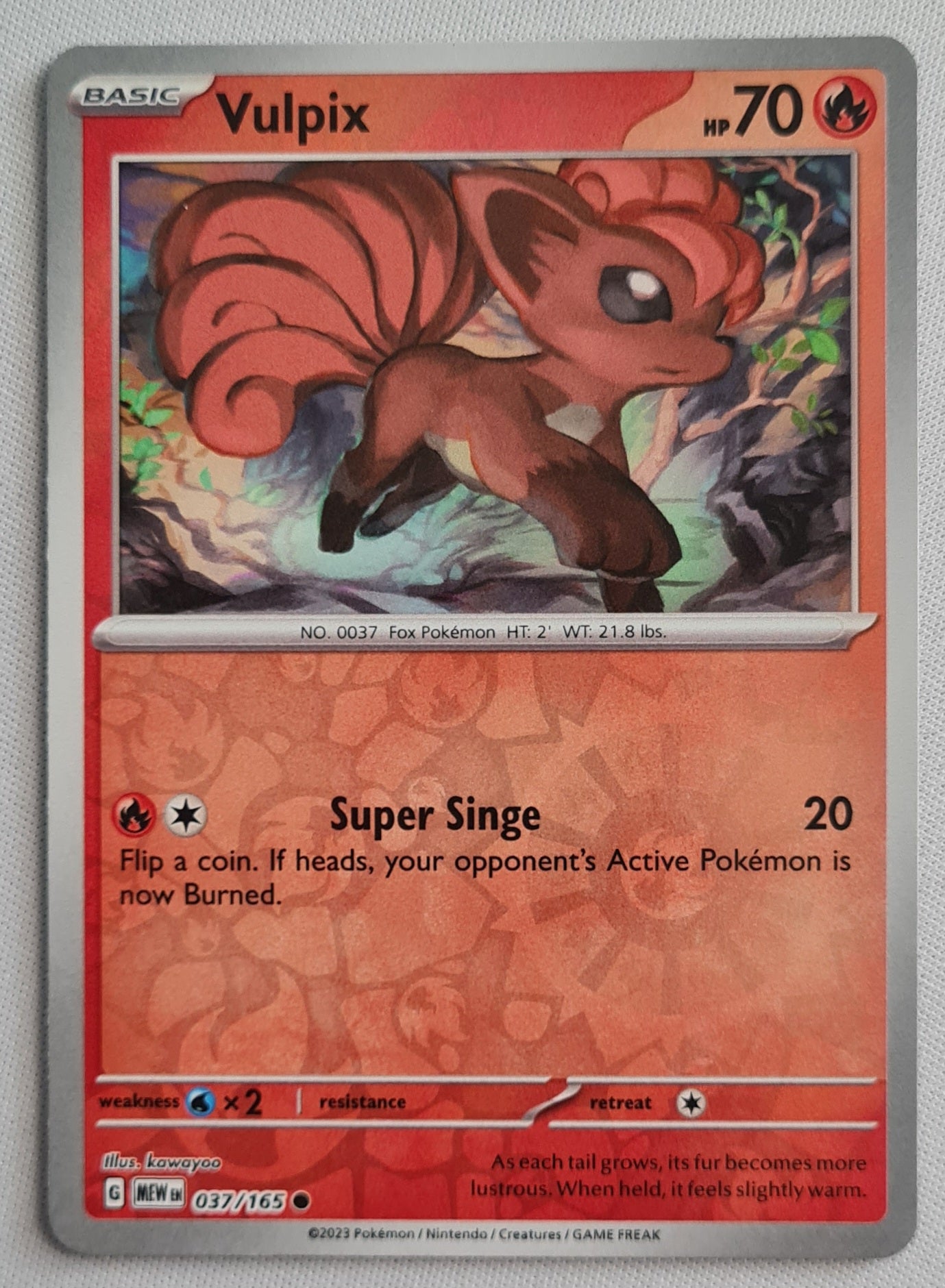 Vulpix - 2023 Reverse Holo Uncommon 037/165 Scarlet & Violet 151 Pokemon