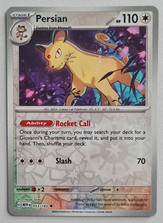 Persian - 2023 Reverse Holo NM 053/165 Scarlet & Violet 151 Pokemon Card