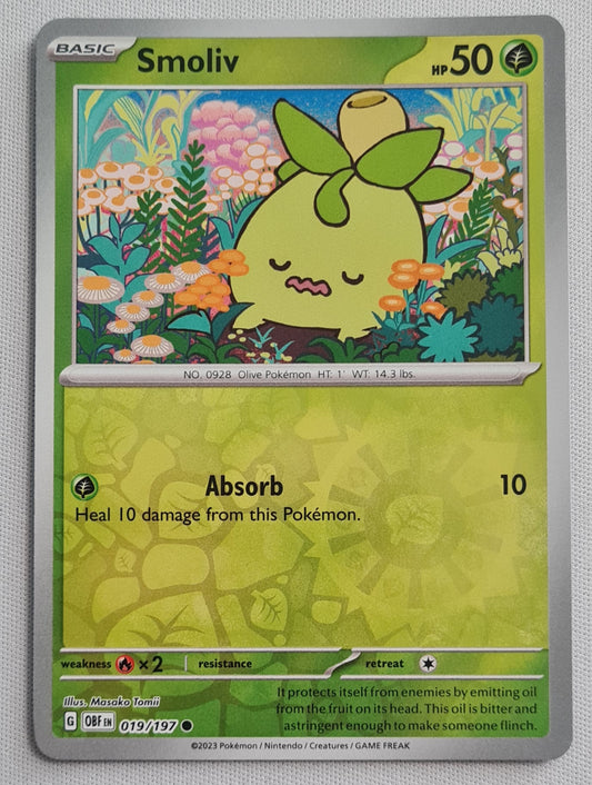 Smoliv - 2023 Pokemon Card Basic HP50 - Reverse Holo 019/197