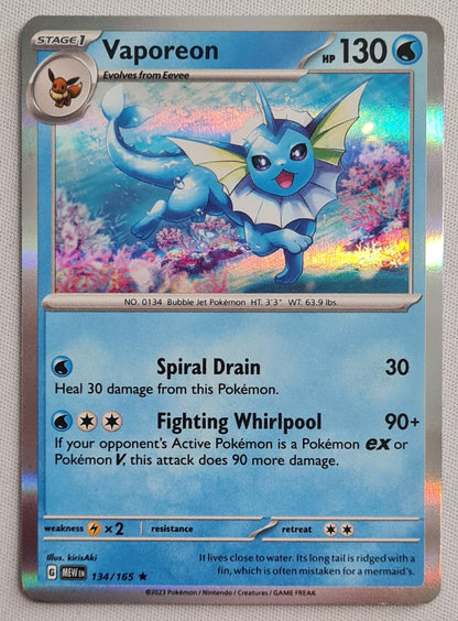 Vaporeon - 2023 Pokemon Card Basic 134/165 TCG Scarlet & Violet 151 - Holo Rare