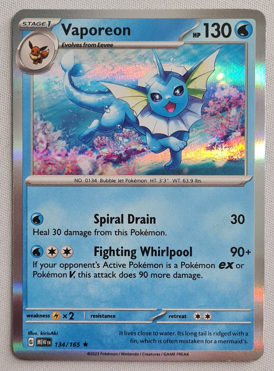 Vaporeon - 2023 Pokemon Card Basic 134/165 TCG Scarlet & Violet 151 - Holo Rare