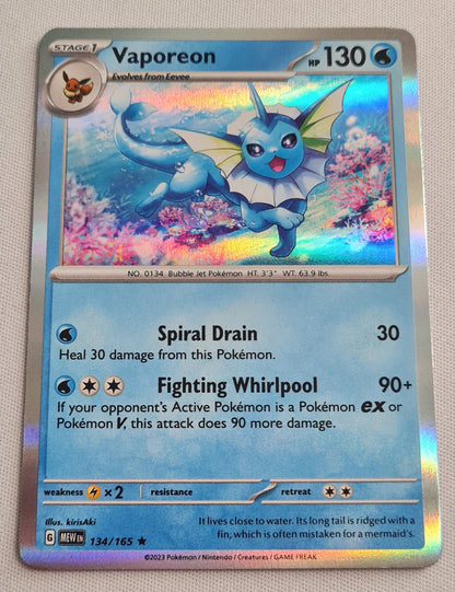 Vaporeon - 2023 Pokemon Card Basic 134/165 TCG Scarlet & Violet 151 - Holo Rare