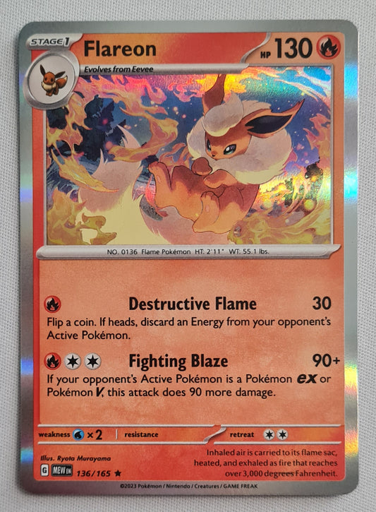 Flareon - 2023 Pokemon Card Basic 136/165 TCG Scarlet & Violet 151 - Holo Rare