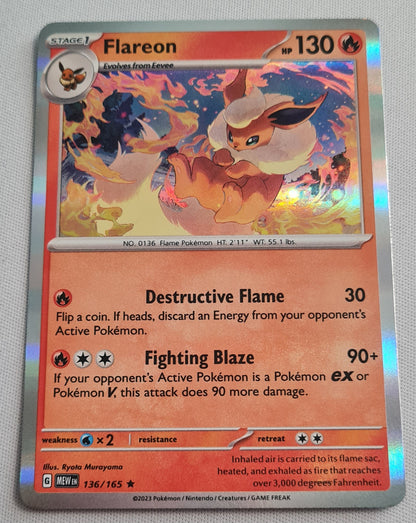 Flareon - 2023 Pokemon Card Basic 136/165 TCG Scarlet & Violet 151 - Holo Rare