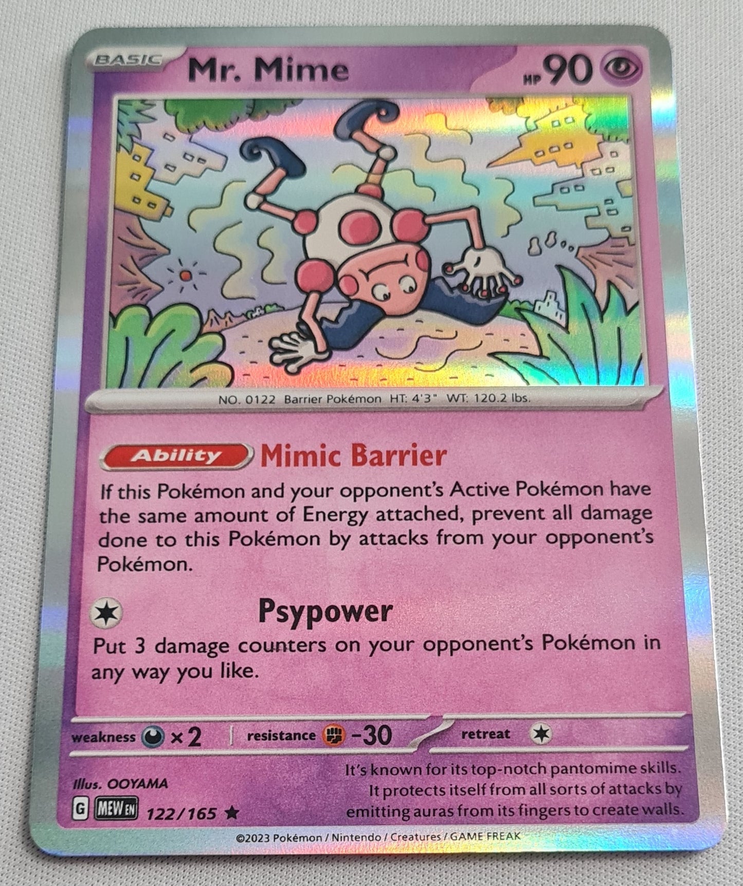 Mr. Mime - 2023 Pokemon Card Basic 122/165 TCG Scarlet & Violet 151 - Holo Rare