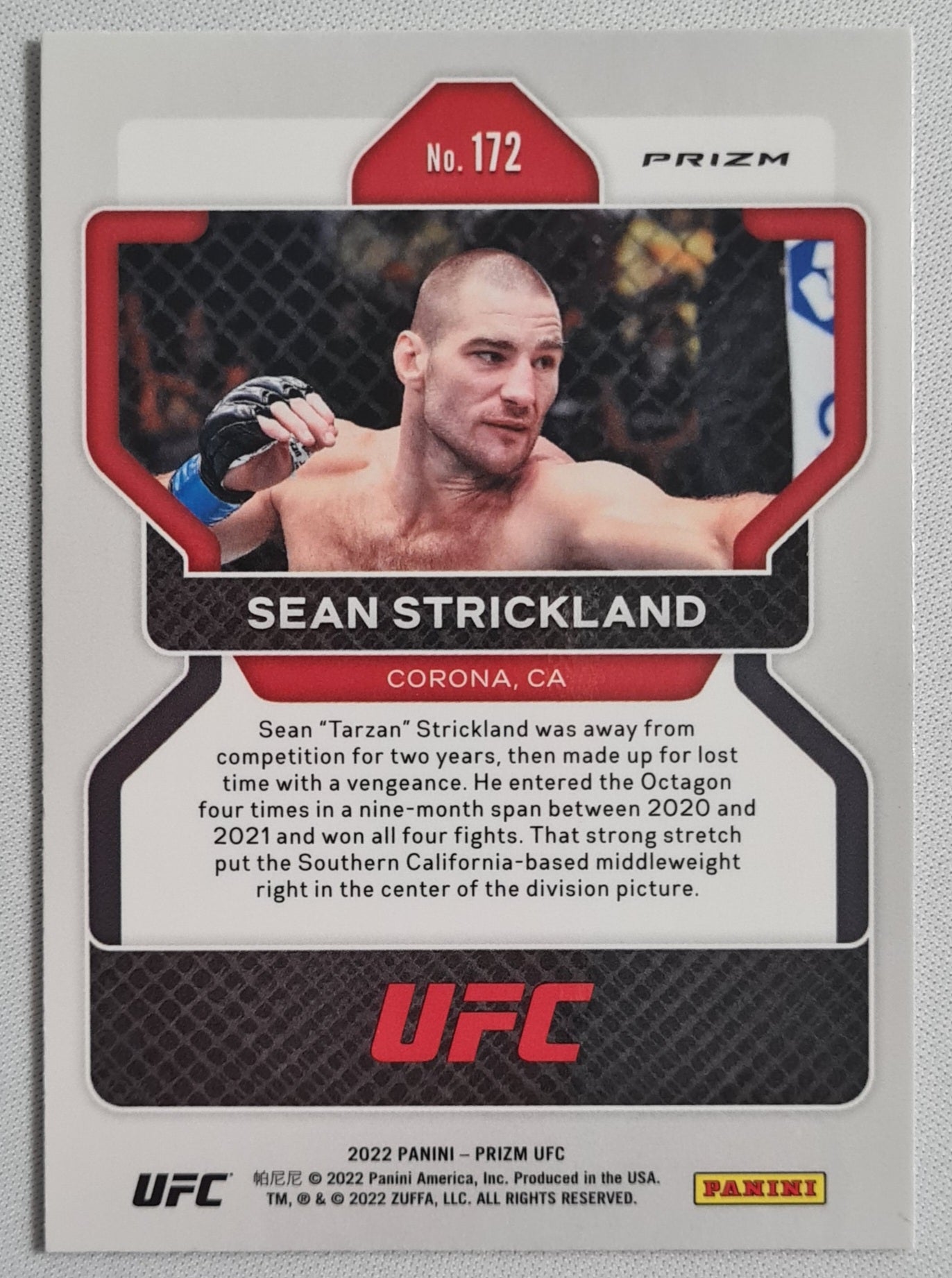 Sean Strickland - 2022 Panini Prizm UFC Silver Holo 172