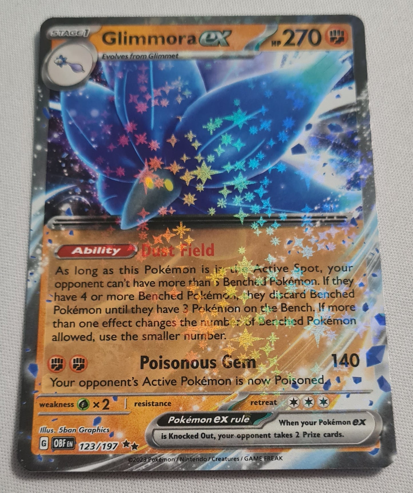 Glimmora EX - 2023 Pokemon 123/197 HP270 TCG Obsidian Flames Holo Double Rare