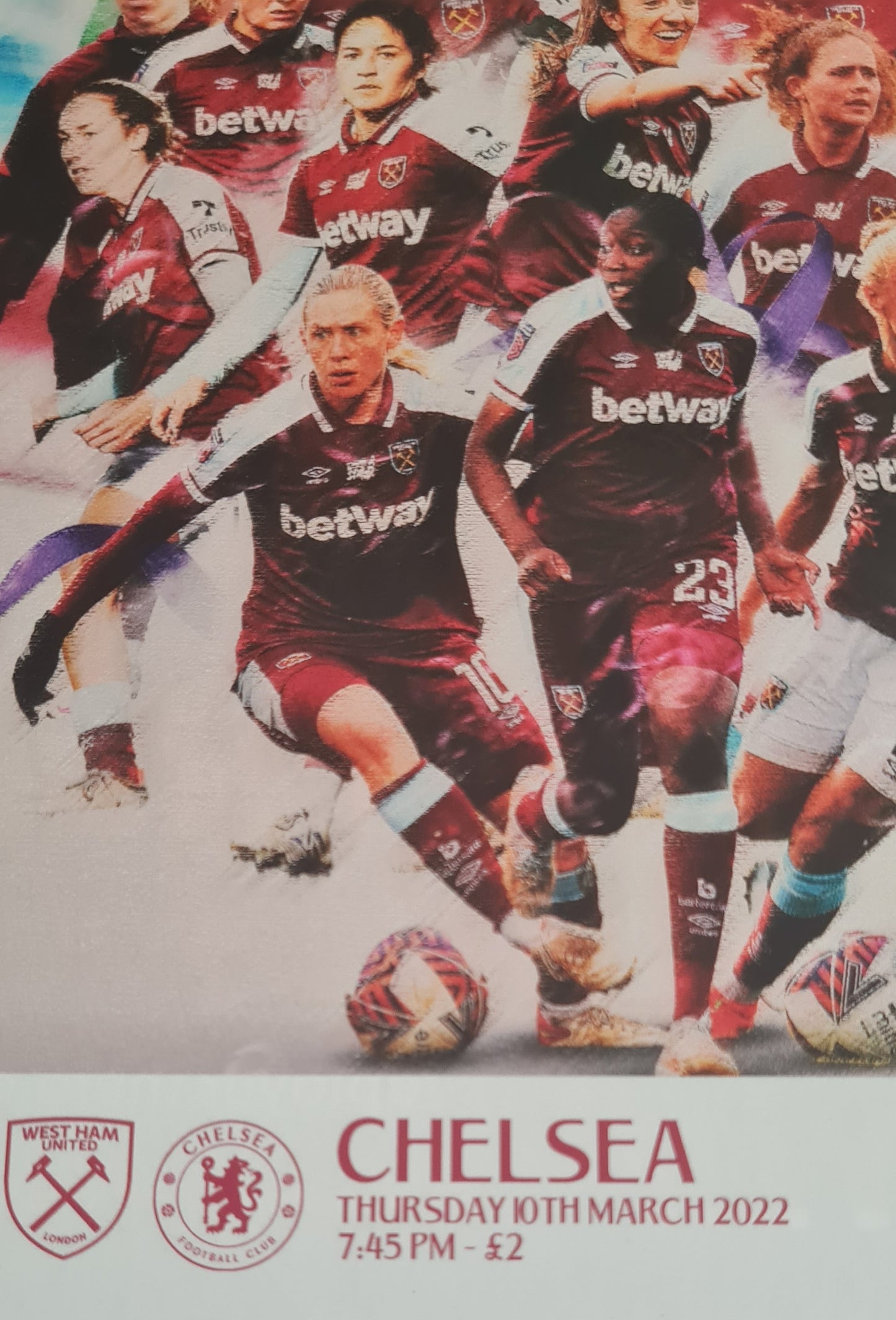 Women Football West Ham United vs Chelsea Programme - 2022 English Women's Football League