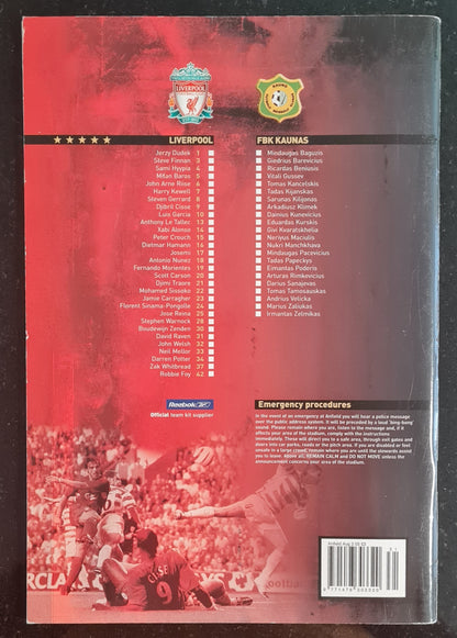 Anfield Official Matchday Programme - 2005 Liverpool vs FBK Kaunas - UEFA Champions League (2nd round/2nd leg)