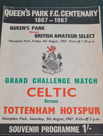 Queen's Park F.C. Centenary Vintage Souvenir Programme - 1967 featuring Celtic vs Tottenham Hotspur