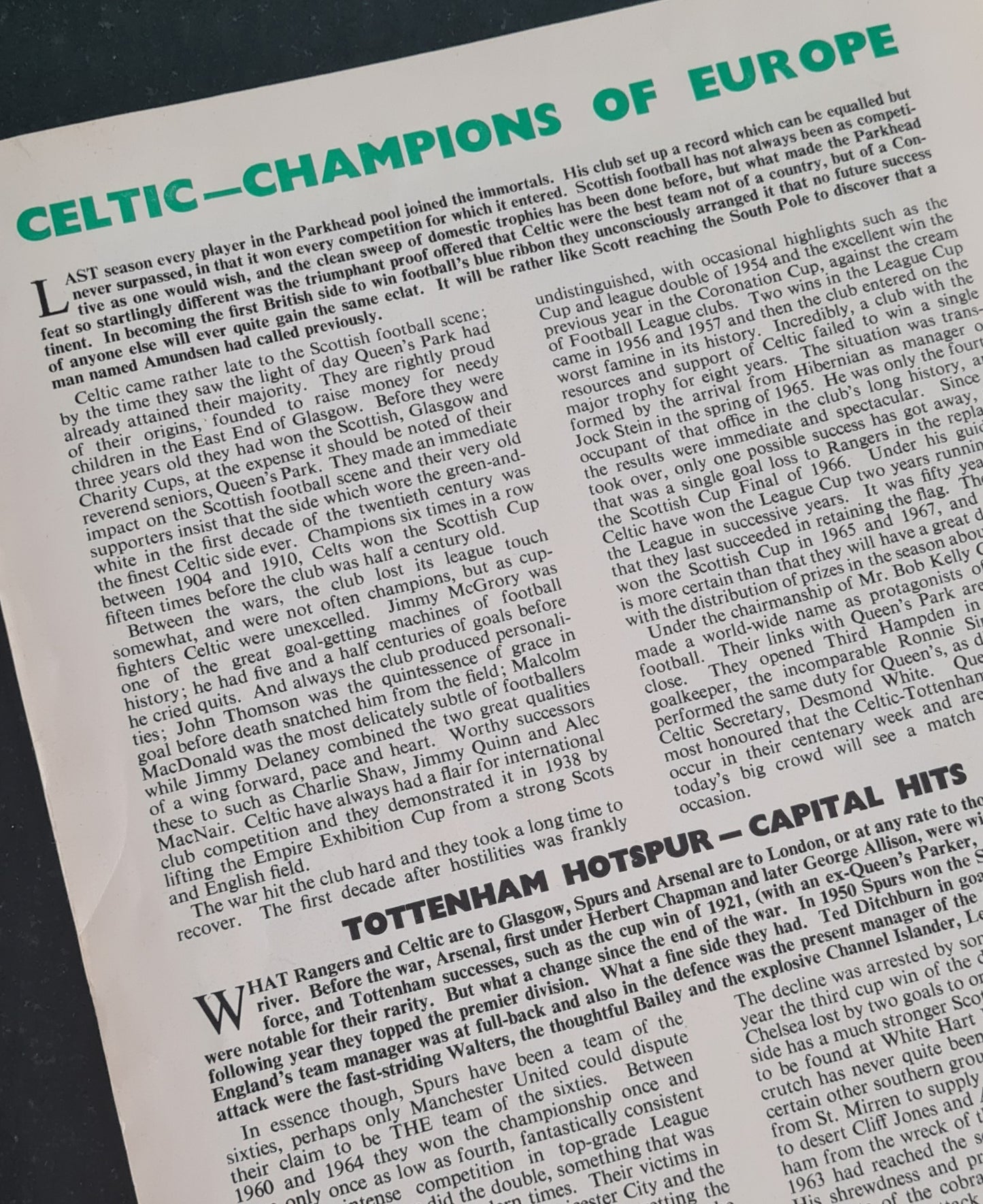 Queen's Park F.C. Centenary Vintage Souvenir Programme - 1967 featuring Celtic vs Tottenham Hotspur
