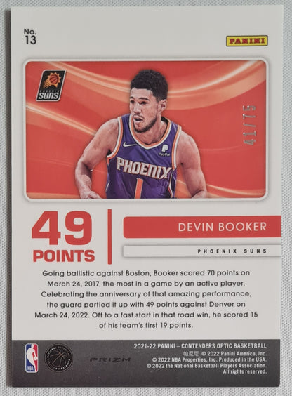 Devin Booker -2021 Panini - Contenders Optic Basketball Phoenix Suns Blue Cracked Ice /75