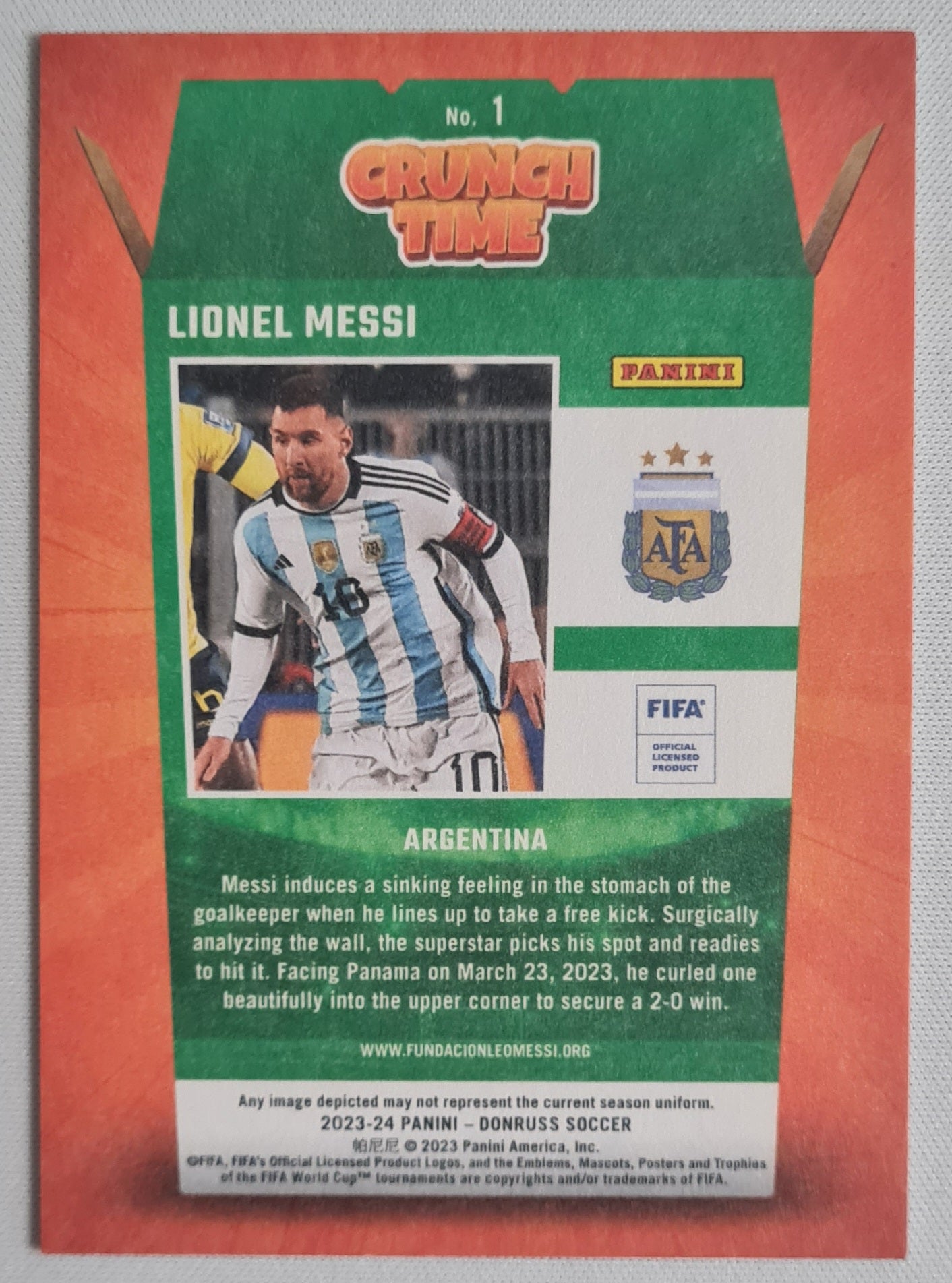 Lionel Messi - 2023 Panini - Donruss Soccer CRUNCH TIME green - Argentina #1