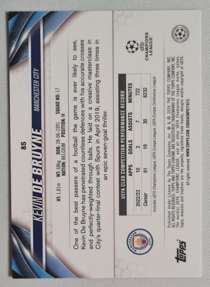 Kevin de Bruyne - 2024 Topps Chrome #85 Manchester City Aqua Refractor