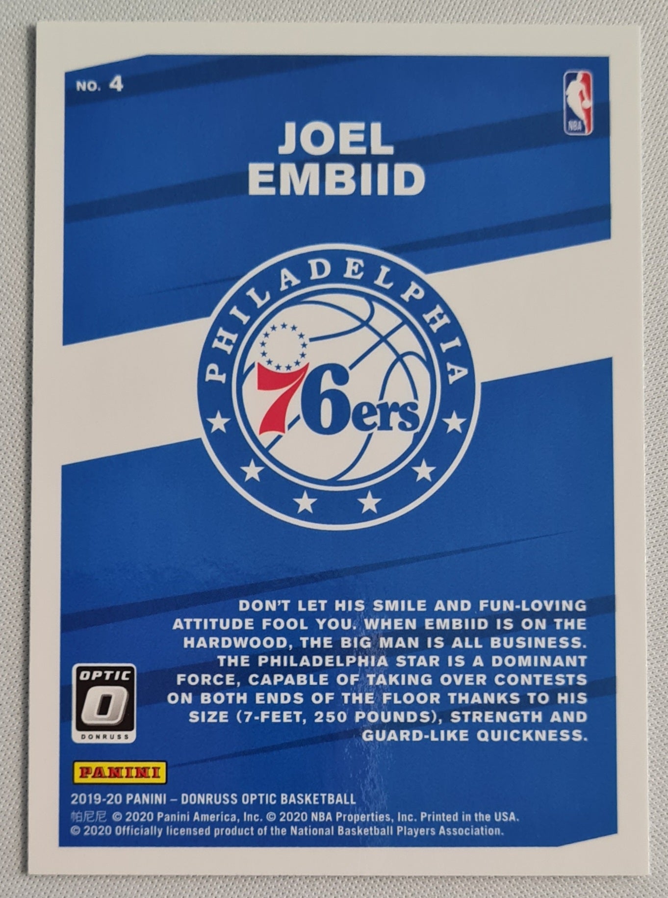 Joel Embiid - 2019 Panini Donruss Optic Basketball  "MY HOUSE!" Phi - 76ers