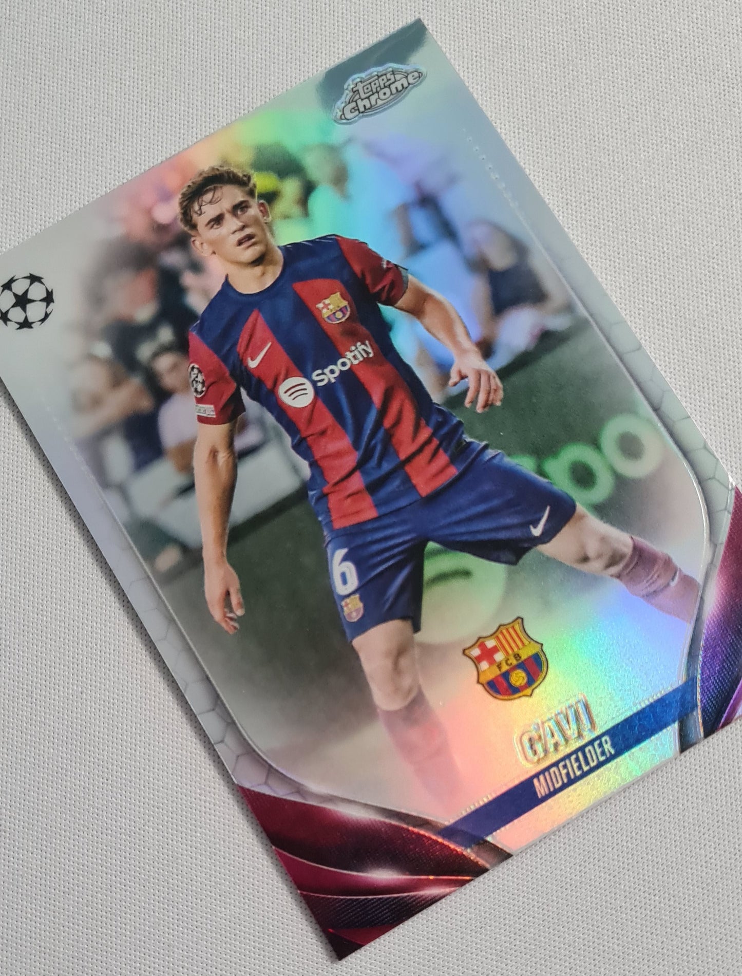Gavi - 2024 Topps Chrome FC Barcelona Champions League #63 Refractor