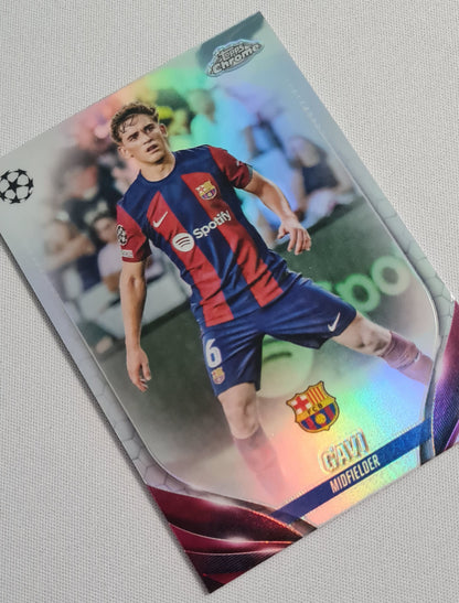 Gavi - 2024 Topps Chrome FC Barcelona Champions League #63 Refractor