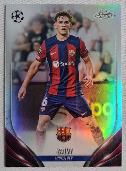 Gavi - 2024 Topps Chrome FC Barcelona Champions League #63 Refractor