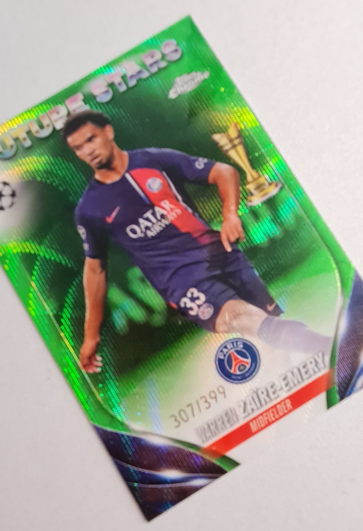 Warren Zaire-Emery - 2024 Topps Chrome Future Stars /399 Paris Saint Germain #159 Green Wave