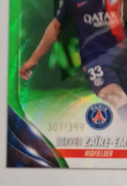 Warren Zaire-Emery - 2024 Topps Chrome Future Stars /399 Paris Saint Germain #159 Green Wave