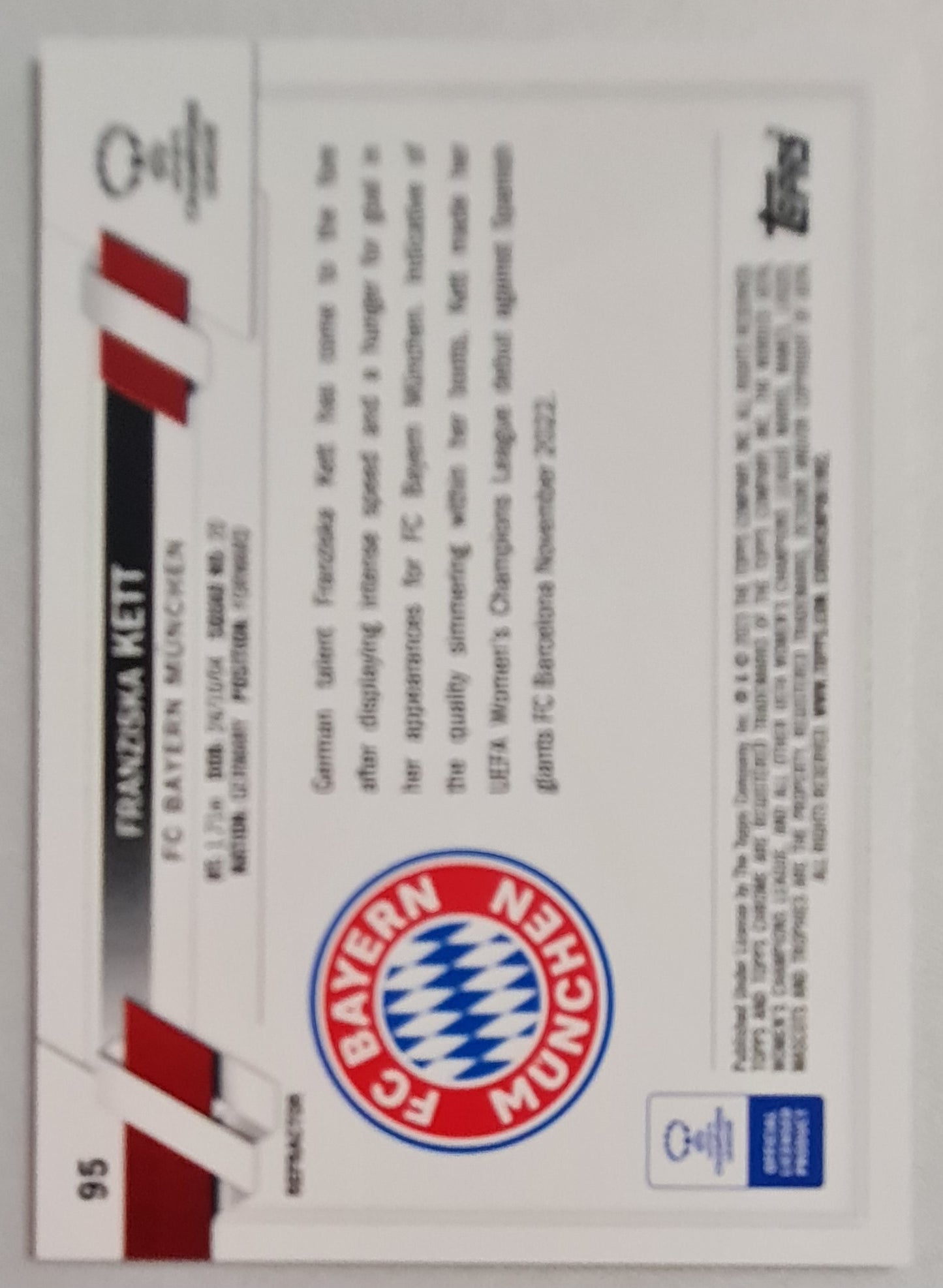 Franziska Kett - 2023 Topps Chrome #95 (RC) FC Bayern Munchen Women Champions League Refractor