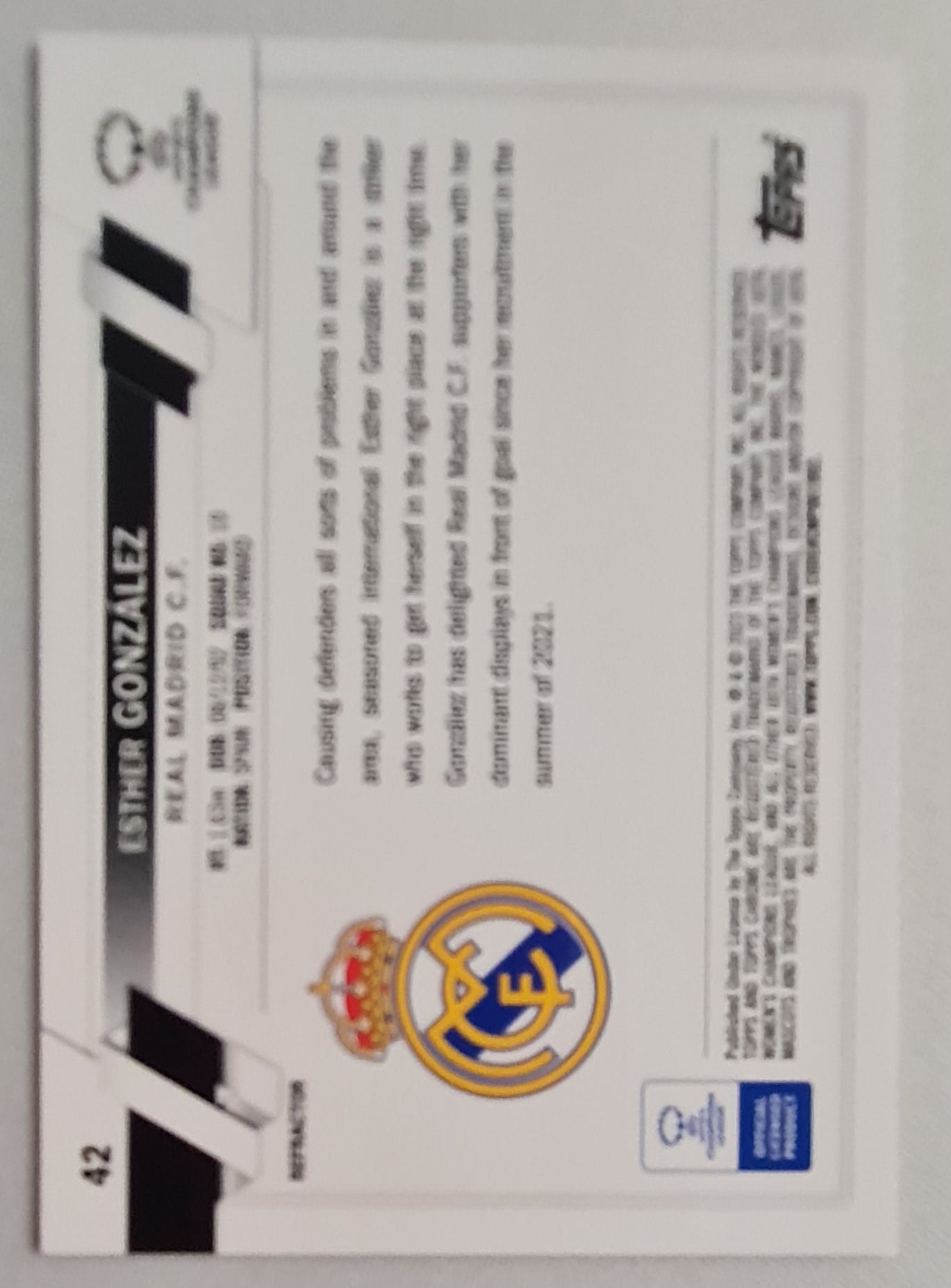 Esther Gonzalez - 2023 Topps Chrome #42 Real Madrid Women Champions League Refractor