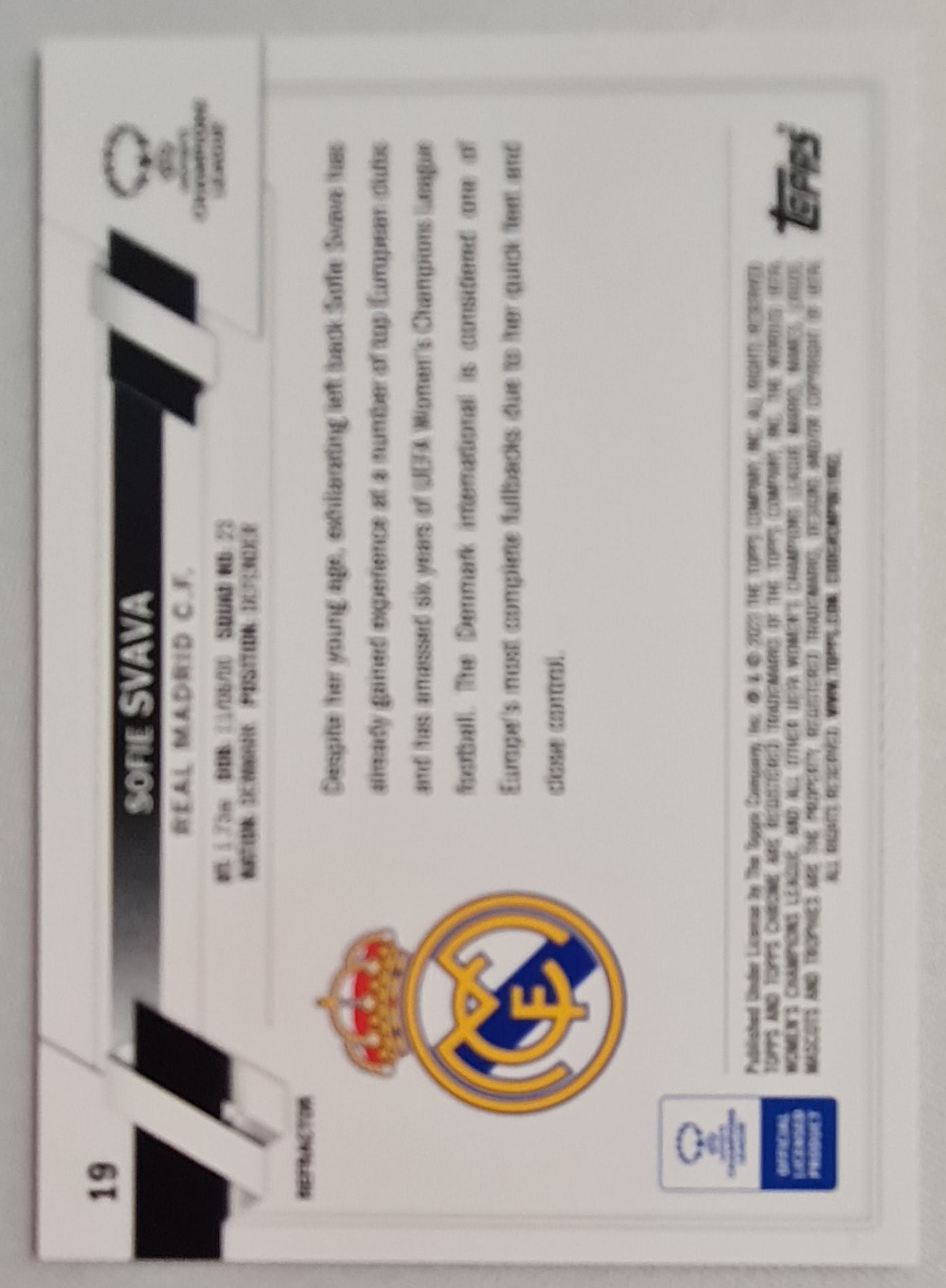 Sofie Svava - 2023 Topps Chrome Real Madrid C.F. Women (RC) #19 CL Refractor