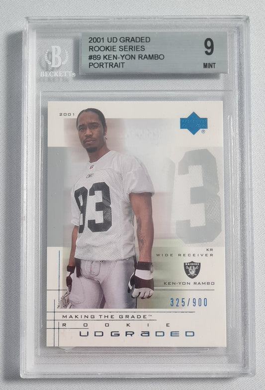 Ken-Yon Rambo - 2001 UD Graded #89 Rookie Series Portrait /900 Raiders Beckett 9