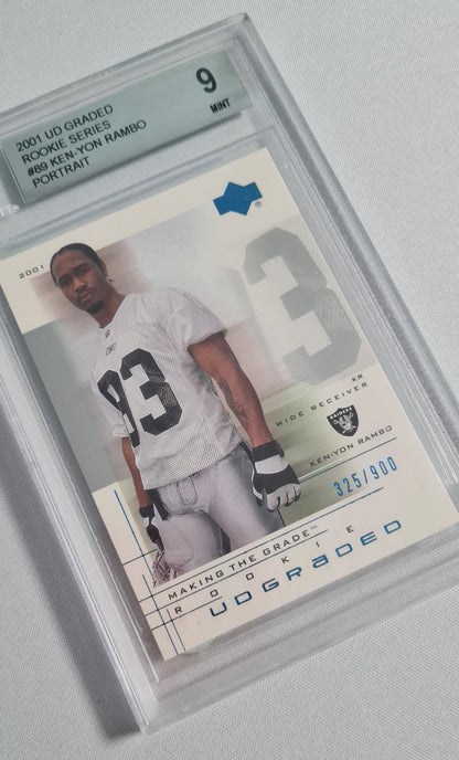 Ken-Yon Rambo - 2001 UD Graded #89 Rookie Series Portrait /900 Raiders Beckett 9