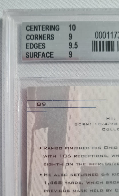 Ken-Yon Rambo - 2001 UD Graded #89 Rookie Series Portrait /900 Raiders Beckett 9