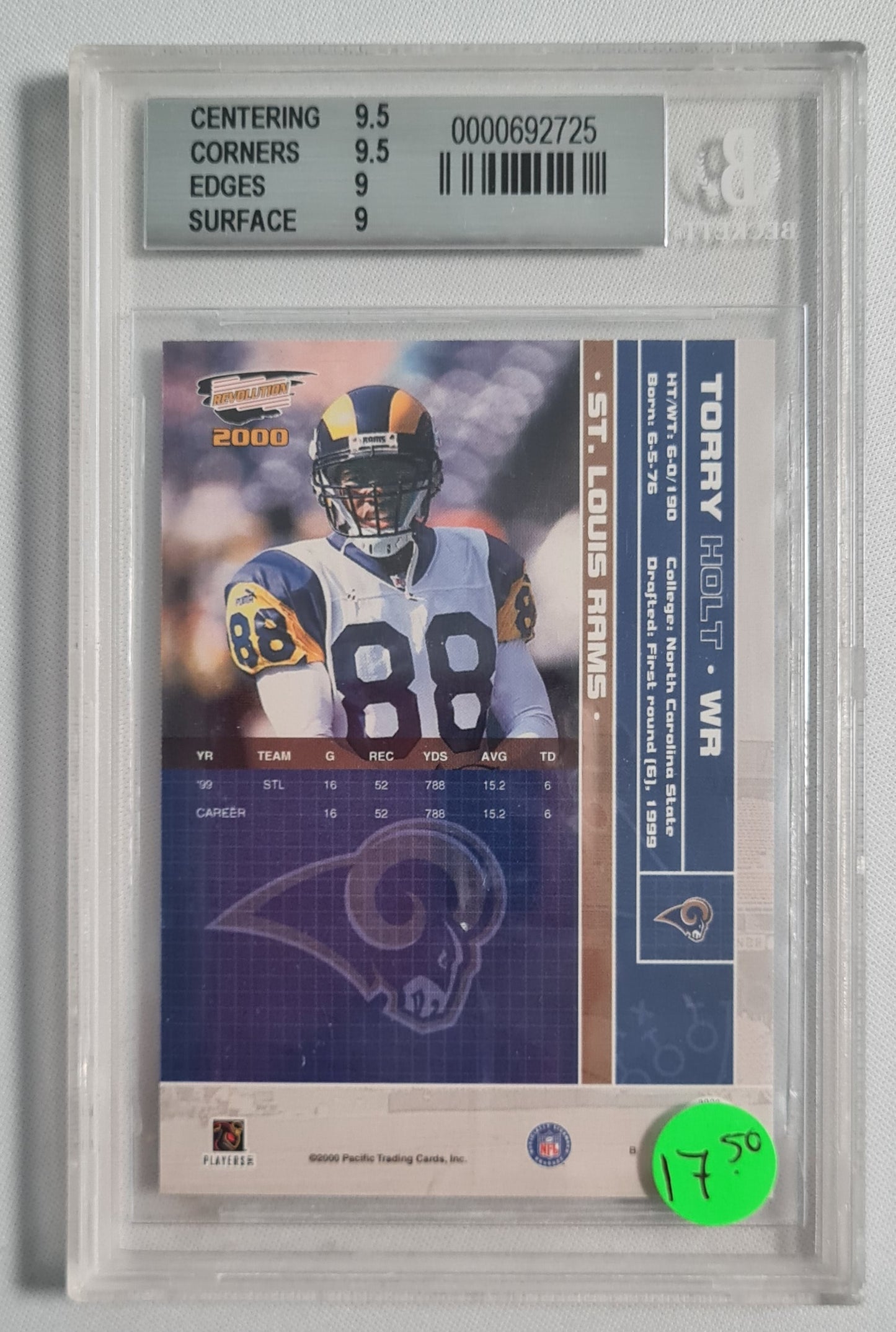 Torry Holt - 2000 Revolution #79 Beckett 9 - NFL St. Louis Rams